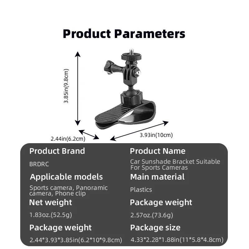 Car Sun Visor Mount for Action Cameras