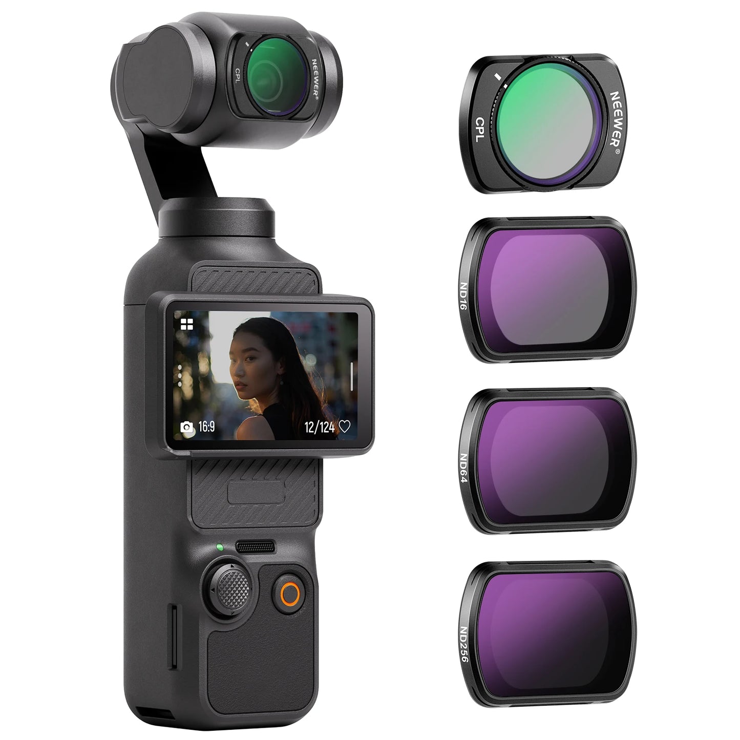 NEEWER Magnetic ND/CPL Filter Set Compatible with DJI OSMO Pocket 3, 6 Pack UV CPL ND16/PL ND32/PL ND64/PL ND256/PL Polarizing
