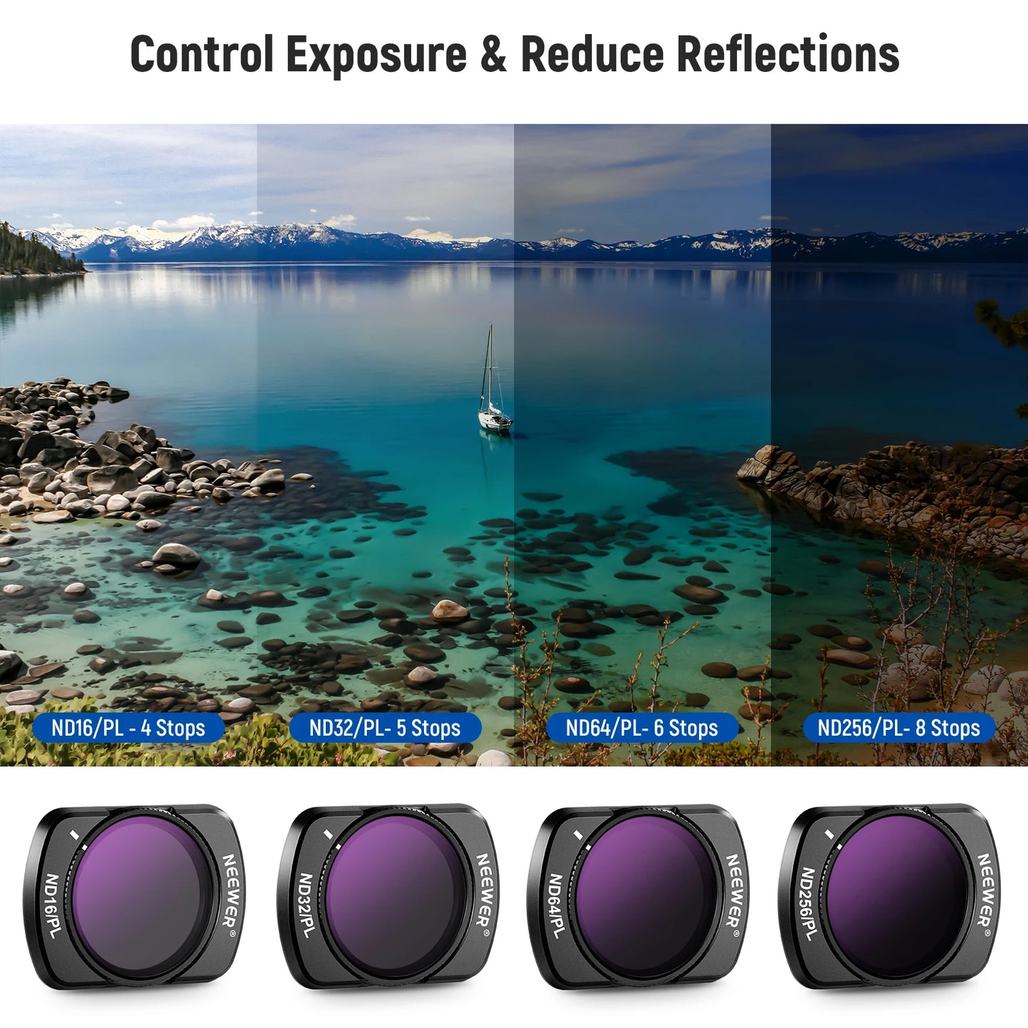 NEEWER Magnetic ND/CPL Filter Set Compatible with DJI OSMO Pocket 3, 6 Pack UV CPL ND16/PL ND32/PL ND64/PL ND256/PL Polarizing